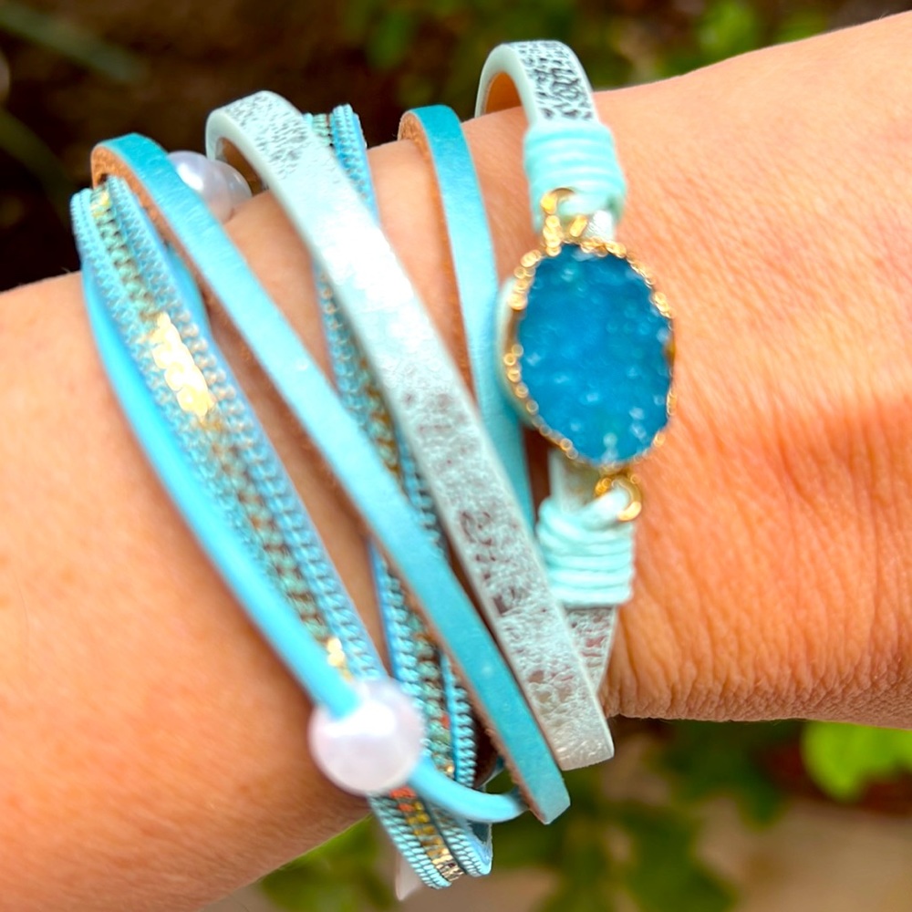 Luxe by Liv Oliver Leather Wrap Bracelet